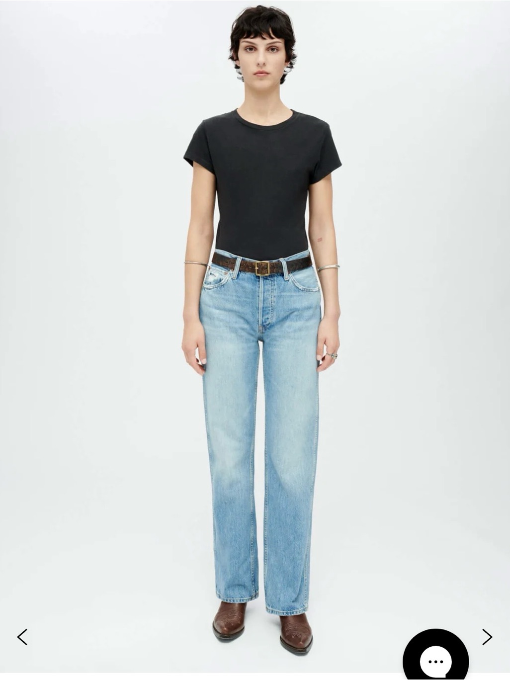 Re/Done Straight Leg Jeans In Light Blue Wash
